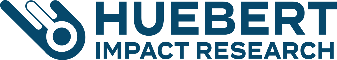 Huebert Impact Research combination mark in brand blue