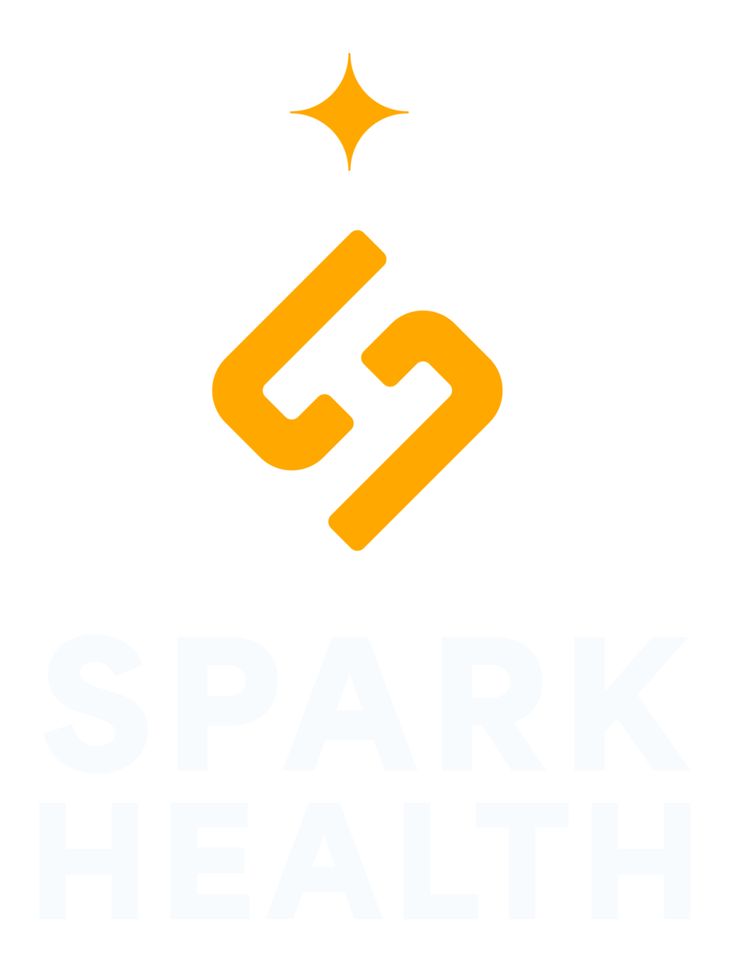 Spark Health stacked logo on brand blue